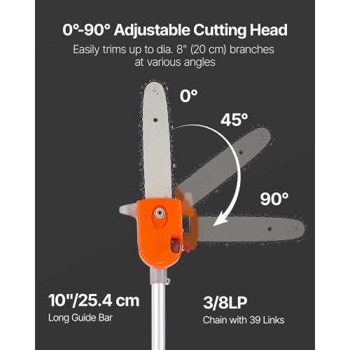 Gas Pole Saw 43Cc 2 Stroke Powered Saws With 10 In Cutting Bar Cordless Tree