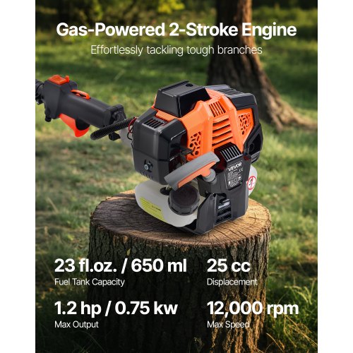 Gas Pole Saw 25Cc 2 Stroke Powered Saws With 8 In Cutting Bar Cordless Tree