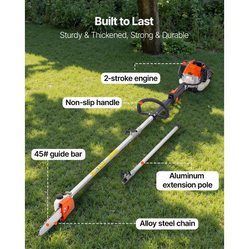 Gas Pole Saw 25Cc 2 Stroke Powered Saws With 8 In Cutting Bar Cordless Tree