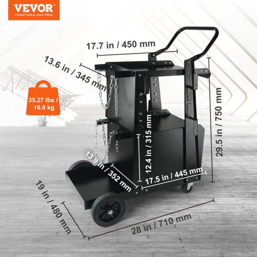 Welding Cart 2Tier Heavy Duty Welder Cart with AntiTheft Lockable