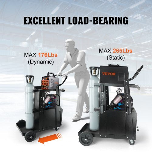 Welding Cart 2Tier Heavy Duty Welder Cart with AntiTheft Lockable