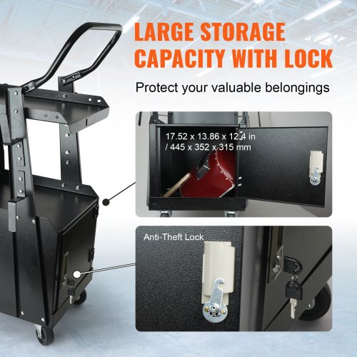 Welding Cart 2Tier Heavy Duty Welder Cart with AntiTheft Lockable