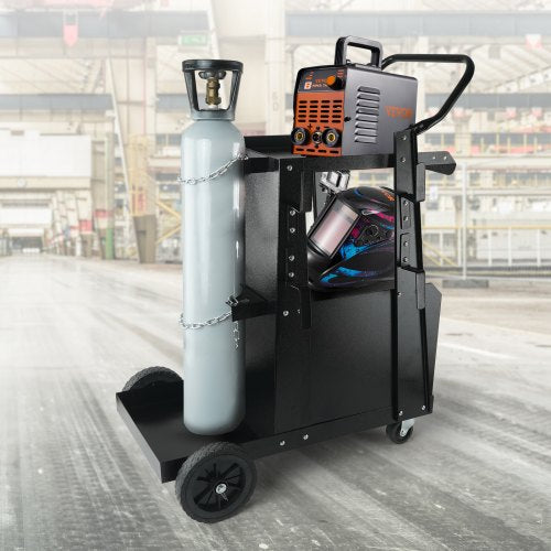 Welding Cart 2Tier Heavy Duty Welder Cart with AntiTheft Lockable