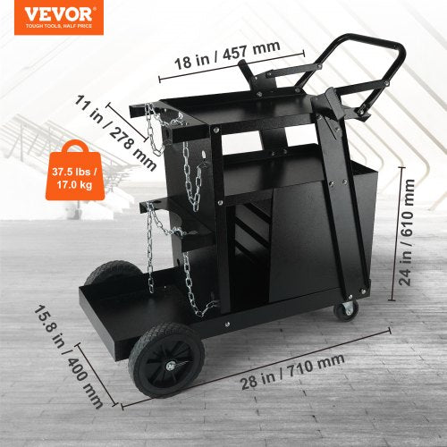 Welding Cart 2Tier 4 Drawers Welder Cart with 265 LBS Weight Capacity
