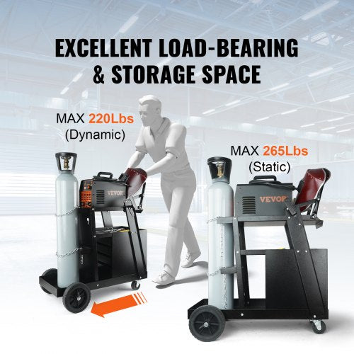 Welding Cart 2Tier 4 Drawers Welder Cart with 265 LBS Weight Capacity