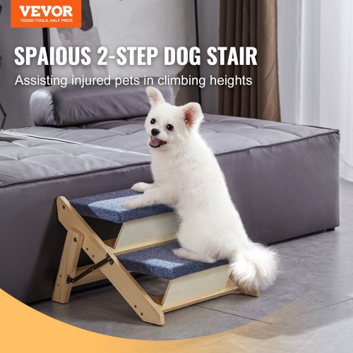 Wooden Pet Steps Convertible 2in1 Dog Stairs and Ramp for Beds Sofas
