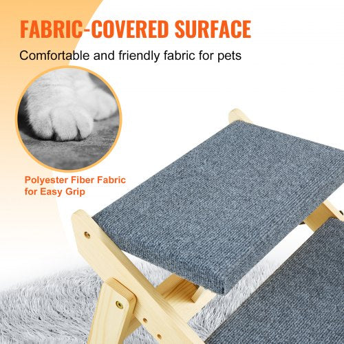 Wooden Pet Steps Convertible 2in1 Dog Staircase Ramp for Access to Beds