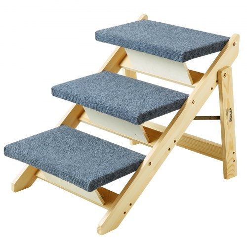 Wooden Pet Steps Convertible 2in1 Dog Staircase Ramp for Access to Beds