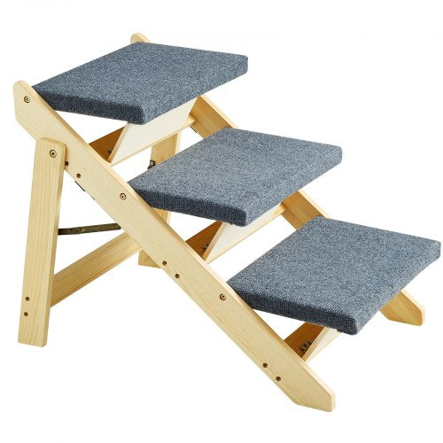 Wooden Pet Steps Convertible 2in1 Dog Staircase Ramp for Access to Beds
