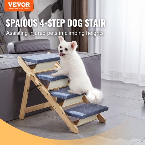 Wooden Pet Steps and Ramp Combo 2in1 Design Foldable Access for Beds