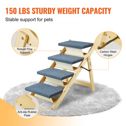 Wooden Pet Steps and Ramp Combo 2in1 Design Foldable Access for Beds