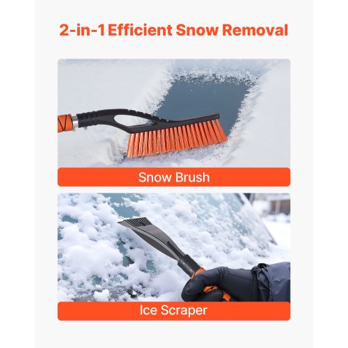 Snow Brush And Ice Scrapers For Car Windshield 27Inch Aluminum Scraper Removal