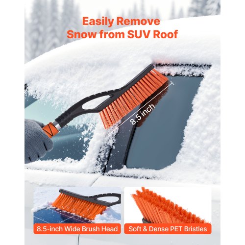 Snow Brush And Ice Scrapers For Car Windshield 27Inch Aluminum Scraper Removal