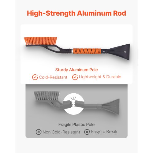 Snow Brush And Ice Scrapers For Car Windshield 27Inch Aluminum Scraper Removal