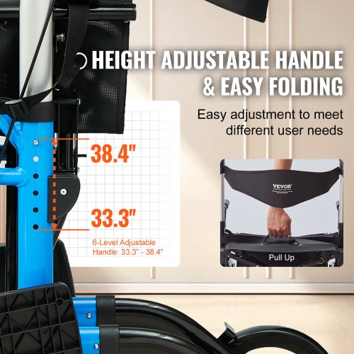 2 in 1 Rollator Walker Transport Chair for Seniors Folding Rolling Walker