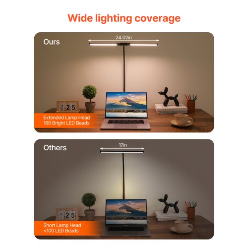 LED Desk Lamp with Clamp Double Head Architect Desk Lamp for Home Office