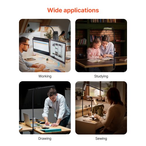 LED Desk Lamp with Clamp Double Head Architect Desk Lamp for Home Office