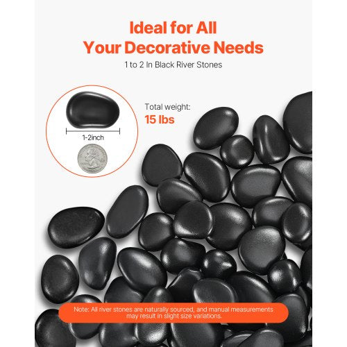 Black River Rocks 12 Inch 15 Lbs Smooth Polished Natural Pebble Stones