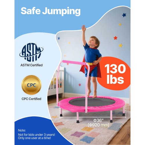 36 Kids Trampoline 3FT Indoor Outdoor Trampoline Foldable Mini Trampoline