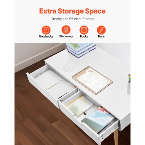 Small Desk with Drawers Kids Desk for Bedroom Wooden Simple Study Table