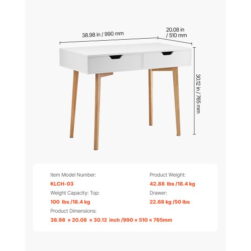 Small Desk with Drawers Kids Desk for Bedroom Wooden Simple Study Table