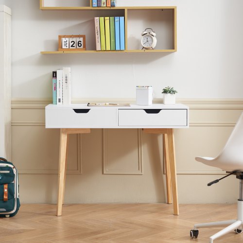 Small Desk with Drawers Kids Desk for Bedroom Wooden Simple Study Table