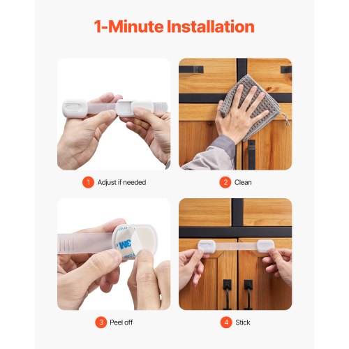 Child Safety Strap Locks 8 Packs Adjustable Baby Proofing Cabinet Locks 3M