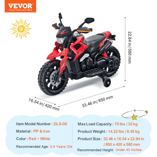 Kids Ride On Motorcycle 12V Battery Powered Electric Motorcycle with Speed