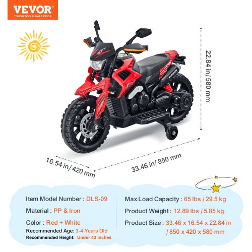 Kids Ride On Motorcycle 6V Battery Powered Electric Motorcycle with Speed