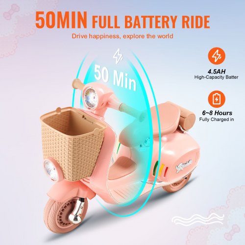 Kids Ride On Motorcycle 12V Battery Powered Electric Motorcycle Trike with Speed