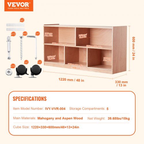 Cubby Mobile Tray Storage Cabinet 5Compartment Cubby Storage Shelf Cubby