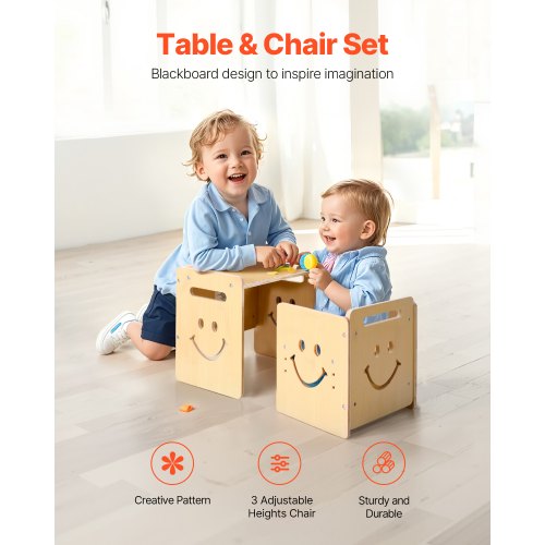 Montessori Weaning Table and Chair Set 3 In 1 Wooden Toddler Table and Chair Set