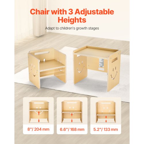 Montessori Weaning Table and Chair Set 3 In 1 Wooden Toddler Table and Chair Set