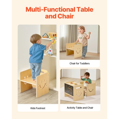 Montessori Weaning Table and Chair Set 3 In 1 Wooden Toddler Table and Chair Set