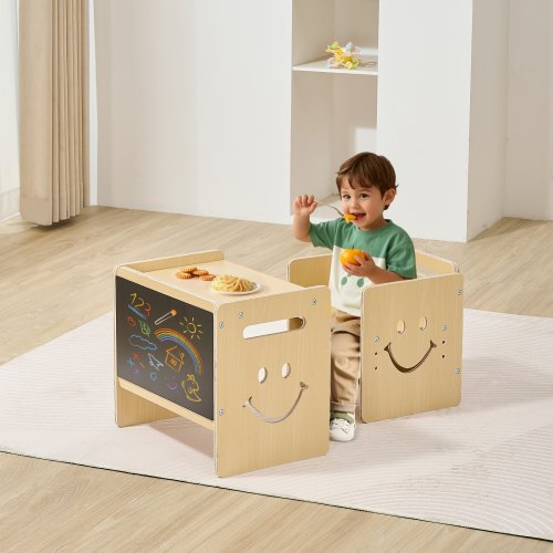 Montessori Weaning Table and Chair Set 3 In 1 Wooden Toddler Table and Chair Set