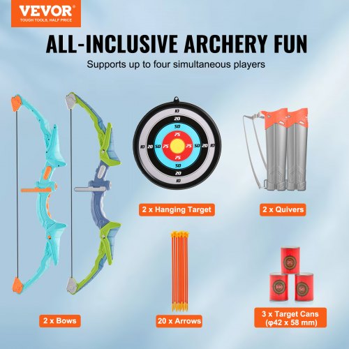 Bow and Arrow Set for Kids 2 Pack LED Light Up Archery Set with 20 Suction