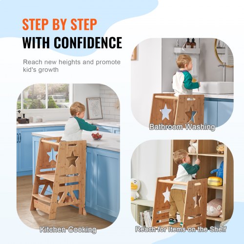 Tower Step Stool 3Level Height Adjustable Toddler Step Stools for Kids