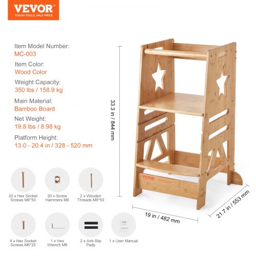 Tower Step Stool 3Level Height Adjustable Toddler Step Stools for Kids