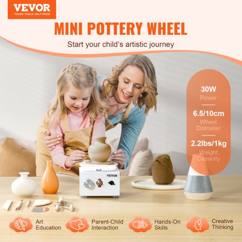 Mini Pottery Wheel 0320RPM Adjustable Speed Detachable Basin Forming
