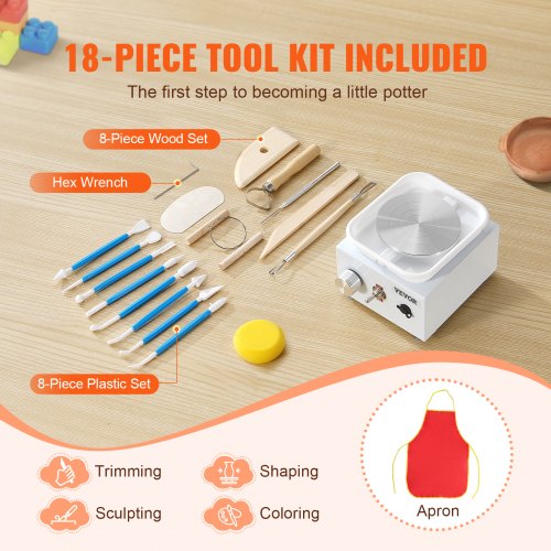 Mini Pottery Wheel 0320RPM Adjustable Speed Detachable Basin Forming