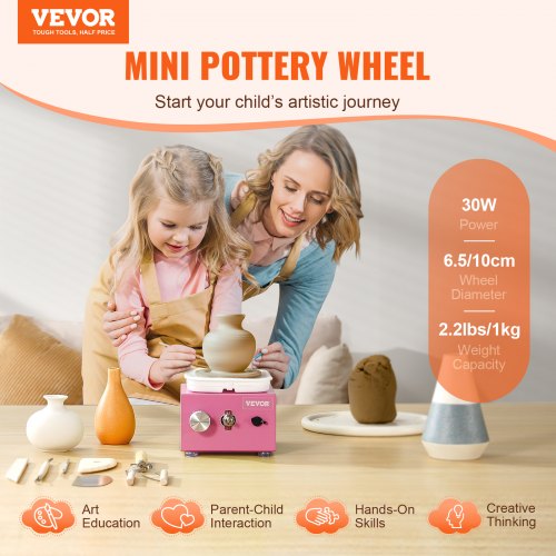Mini Pottery Wheel 0320RPM Adjustable Speed Detachable Basin Forming