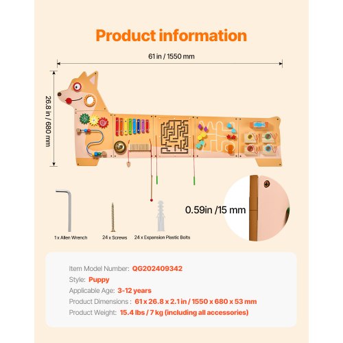 Puppy Activity Wall Busy Board Panels 12 Activities Montessori Sensory