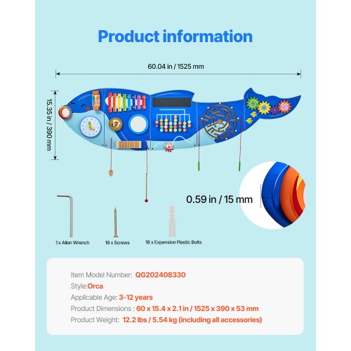 Orca Activity Wall Busy Board Panels 12 Activities Montessori Sensory Wall
