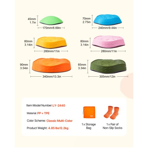 Balance Stepping Stones for Kids 6 PCS Up to 220 lbs NonSlip Toddlers