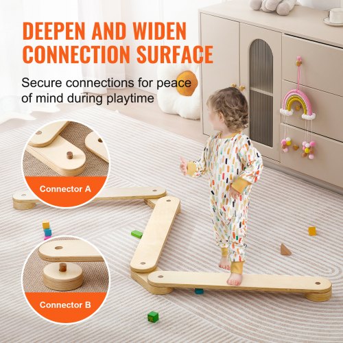 Balance Beam Stepping Stones 3 PCS Wooden Toddler Balance Boards