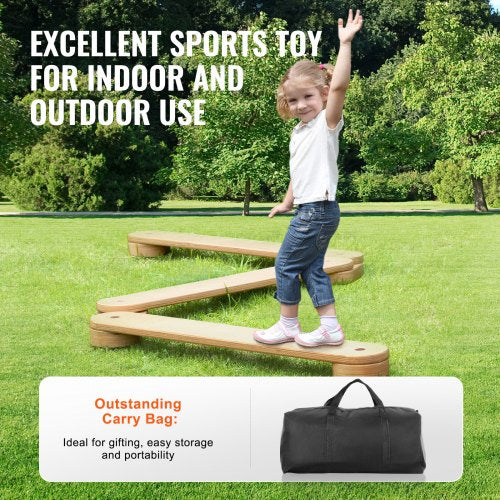 Balance Beam Stepping Stones 3 PCS Wooden Toddler Balance Boards