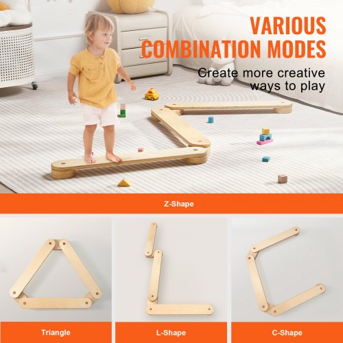 Balance Beam Stepping Stones 3 PCS Wooden Toddler Balance Boards