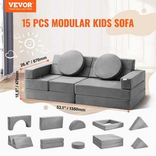 Play Couch Modular Kids Nugget Couch 15pcs Toddler Foam Sofa Couch