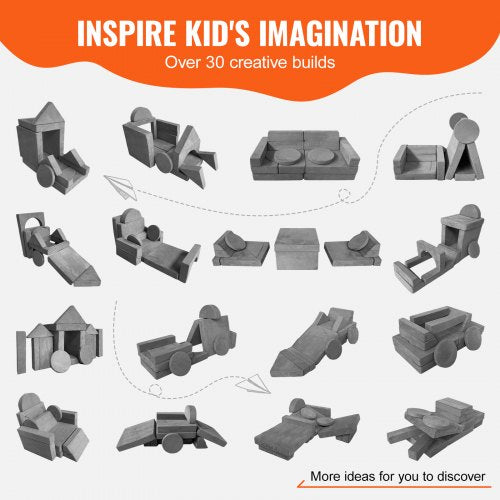 Play Couch Modular Kids Nugget Couch 15pcs Toddler Foam Sofa Couch