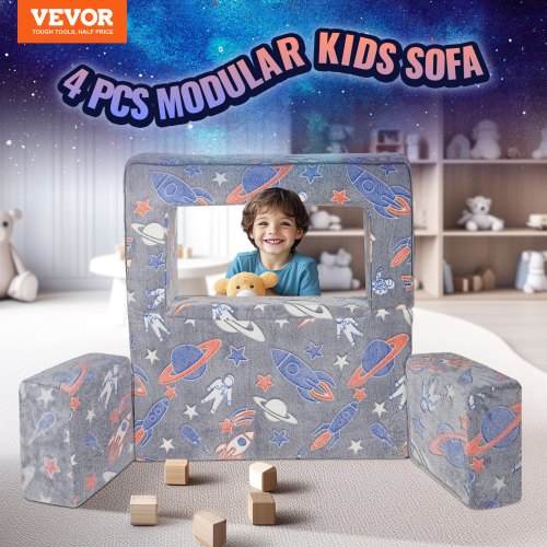 Kids Couch 4Pcs Toddler Couch Sofa Bed Kids Chair Seat Playroom Furniture